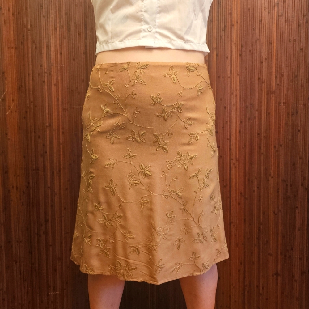 Tan Embroidered Skirt